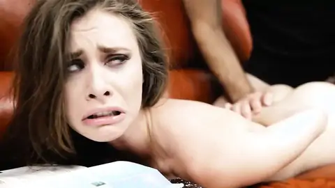 Stepdaughter Anya Olsen is disciplined by her parent's chisel