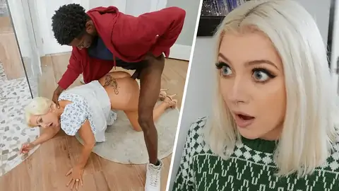 Platinum-Blond GILF is plowed in the standing rear end style