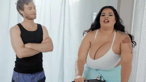 He can't help but stare at her enormous boobies
