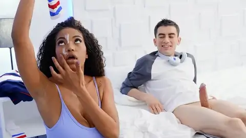 A slim ebony gets stuck in the washing machine