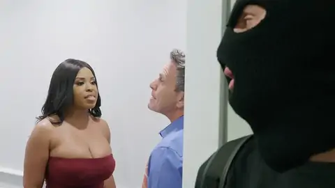 Burglar completes up plowing a meaty-chested dark-hued with yam-sized bobos