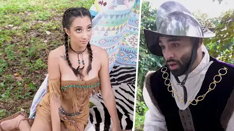 Outdoors fuck-out for a gal cosplaying as an Indian