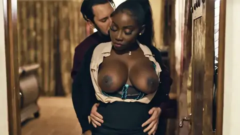 Squeezing real estate agent's huge funbags to make a deal