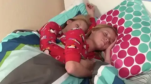 Fabulous POINT OF VIEW forearm-job by petite stepdaughters in pajamas